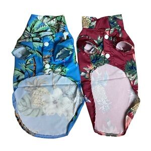 Tropical Paradise Cat Shirt Set - Blue and Red
